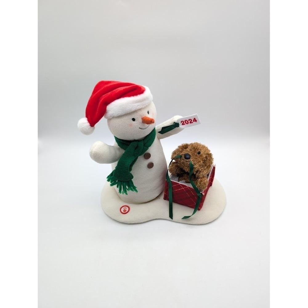 2024 Hallmark Wrapped In Joy Snowman Singing Plush Dog Animated Christmas Works - Picture 2 of 5
